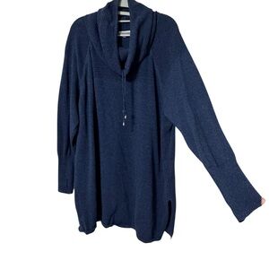 Artisan NY Women’s Plus Size Elegant Navy Cowl Neck Sweater Size 2X